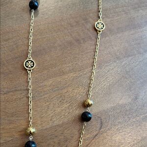 Elegant Tory Burch Gold and Black Women's Necklace. 36”, EUC